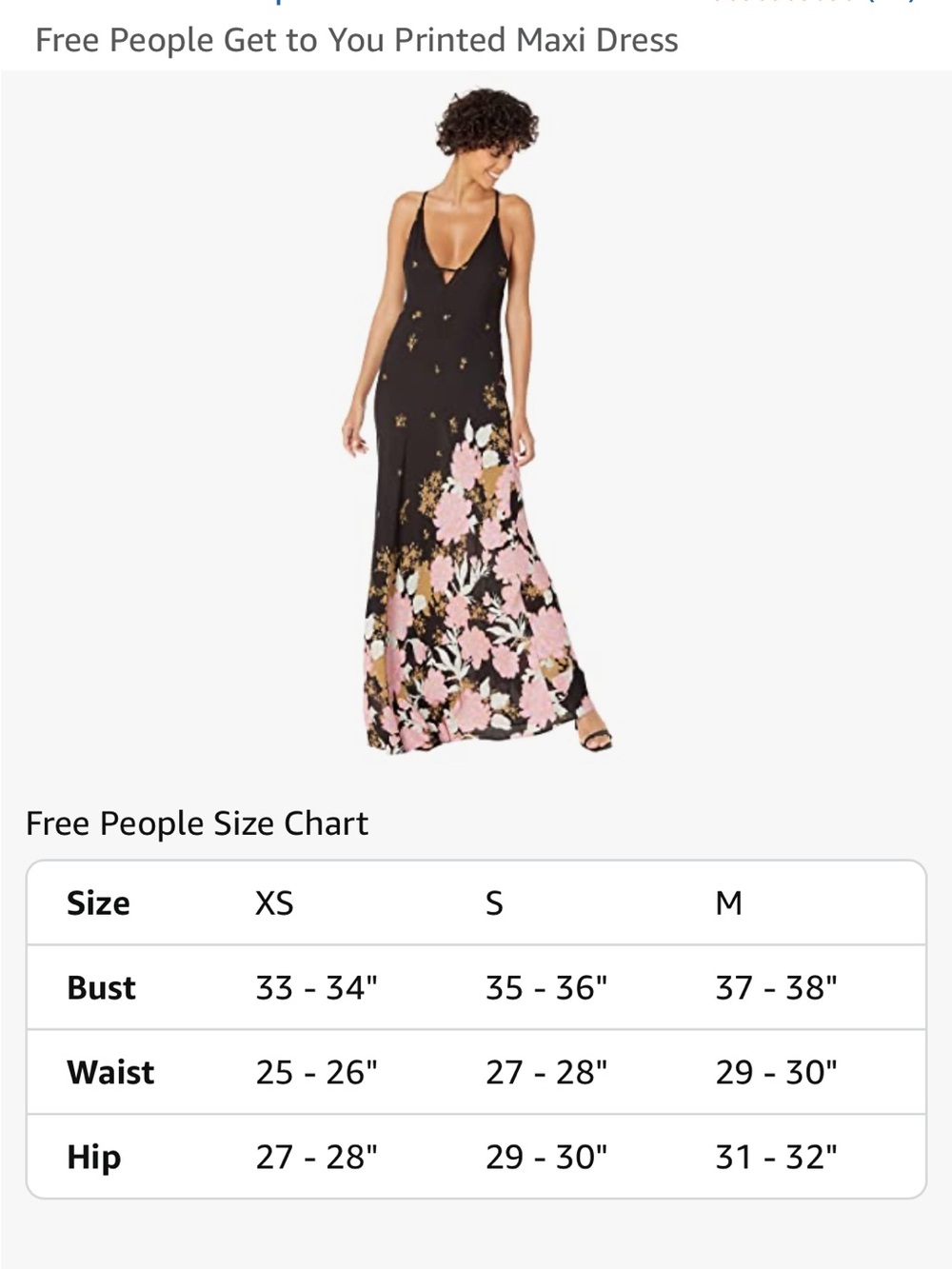 Free people Black Floral V-Neck Maxi Dress XL - Picture 4 of 4